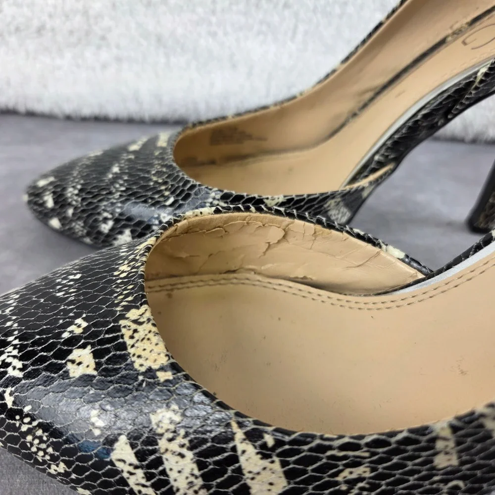 BCBG Paris Jaze Snakeskin d'Orsay Pumps Black White Pointed Toe Heels 8B